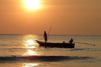 Thumb fishing sea sunset ocean